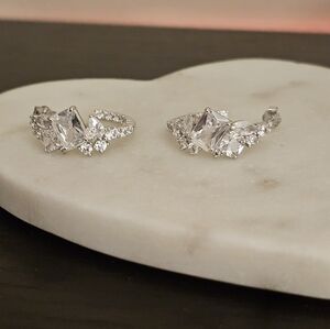 Diamond Cz Silver Hoops